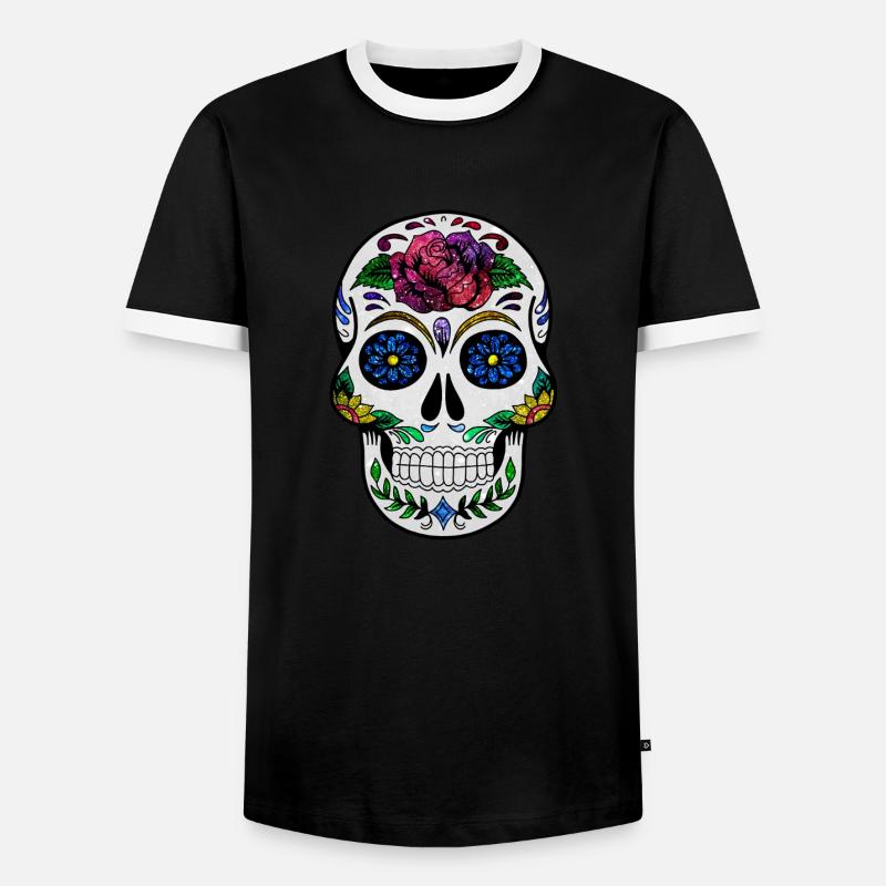Kosmischer Schädel - Männer Kontrast-T-Shirt - Schwarz/Weiß