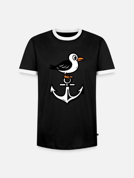 Möwe Anker Comic - Männer Kontrast-T-Shirt - Schwarz/Weiß