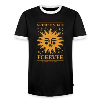 Shining since forever - Sonne - Sonnenschein - Männer Kontrast-T-Shirt - Schwarz/Weiß - Vorne - AI Model Female 172 light (172cm) & AI Model Male 178 light (178cm)
