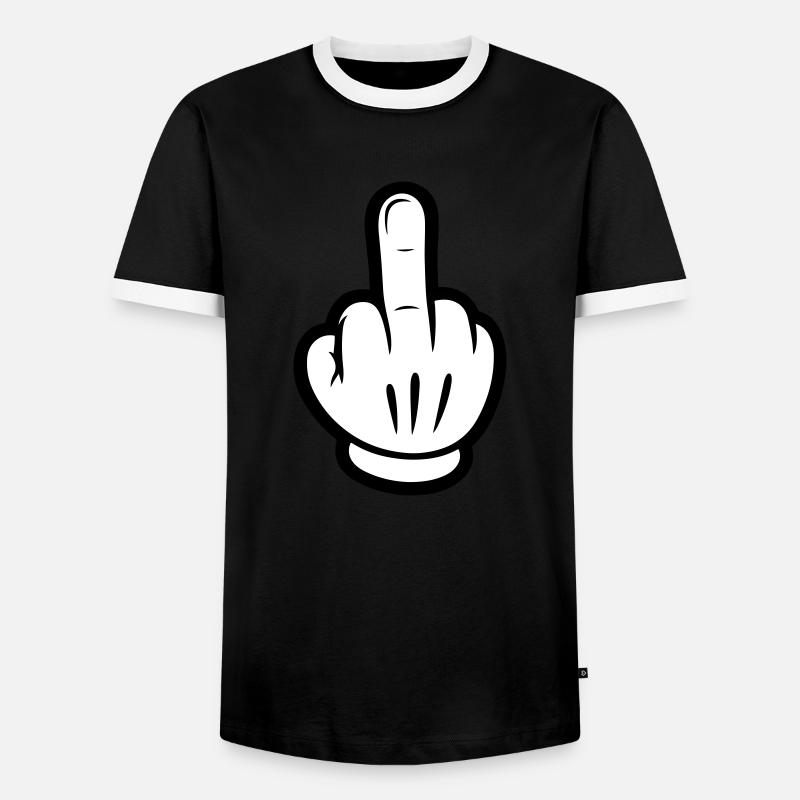 Mittelfinger Comic Hand - Männer Kontrast-T-Shirt - Schwarz/Weiß