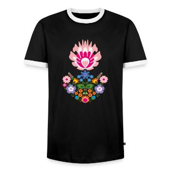 flowers flowers garden garden spring1 - Men's Ringer Shirt - black/white - Front - AI Model Female 172 light (172cm) & AI Model Male 178 light (178cm)