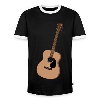 Geschenkidee für Musiker, Gitarre Westerngitarre - Männer Kontrast-T-Shirt - Schwarz/Weiß - Vorne - AI Model Female 172 light (172cm) & AI Model Male 178 light (178cm)