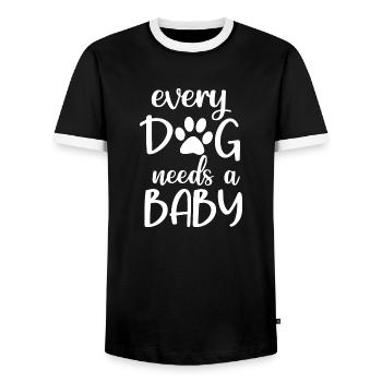 Every Dog Needs a Baby - Men's Ringer Shirt - black/white - Front - AI Model Female 172 light (172cm) & AI Model Male 178 light (178cm)