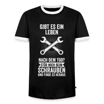 Mechaniker Auto Schrauber Geschenk - Männer Kontrast-T-Shirt - Schwarz/Weiß - Vorne - AI Model Female 172 light (172cm) & AI Model Male 178 light (178cm)