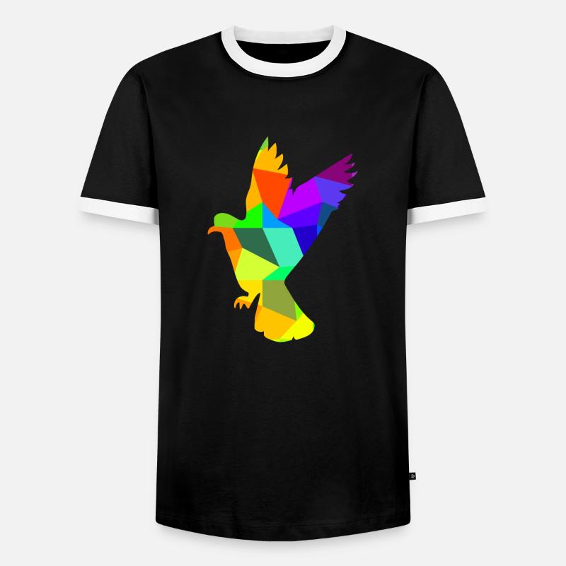 Taube Vogel Regenbogen Tiere Polygon - Männer Kontrast-T-Shirt - Schwarz/Weiß