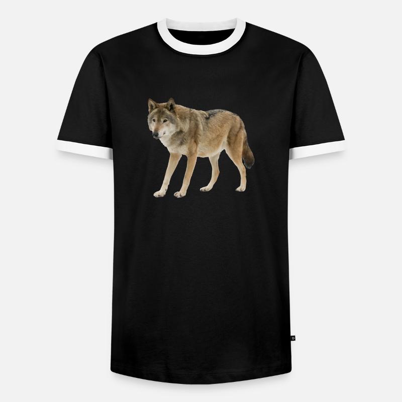 Wolf - Männer Kontrast-T-Shirt - Schwarz/Weiß
