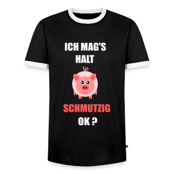 Schwein Ich mag`s schmutzig - Männer Kontrast-T-Shirt - Schwarz/Weiß - Vorne - AI Model Female 172 light (172cm) & AI Model Male 178 light (178cm)