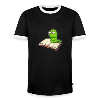Bookworm bookworm books reading child back to school - Men's Ringer Shirt - black/white - Front - AI Model Female 172 light (172cm) & AI Model Male 178 light (178cm)