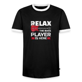 Relax The Bass Player Is Here Bassist Gifts For A - T-shirt contrasté Homme - noir/blanc - Devant - AI Model Female 172 light (172cm) & AI Model Male 178 light (178cm)