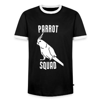 Parrot Squad Funny Parrot Lover - Men's Ringer Shirt - black/white - Front - AI Model Female 172 light (172cm) & AI Model Male 178 light (178cm)