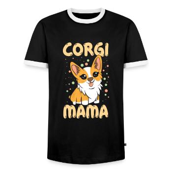 Corgi Mama Funny Corgi Dog Owner - Männer Kontrast-T-Shirt - Schwarz/Weiß - Vorne - AI Model Female 172 light (172cm) & AI Model Male 178 light (178cm)