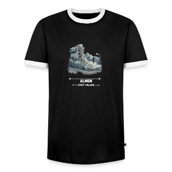 Almen statt Palmen lustiges Wandern Bergsteigen - Männer Kontrast-T-Shirt - Schwarz/Weiß - Vorne - AI Model Female 172 light (172cm) & AI Model Male 178 light (178cm)