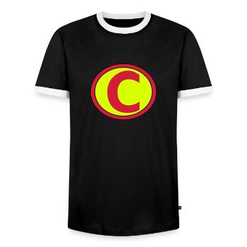 Super, Superheld, Superheldin, Hero, C - Männer Kontrast-T-Shirt - Schwarz/Weiß - Vorne - AI Model Female 172 light (172cm) & AI Model Male 178 light (178cm)
