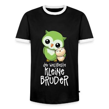 Der weltbeste kleine Bruder - Eulen Geschwister - Männer Kontrast-T-Shirt - Schwarz/Weiß - Vorne - AI Model Female 172 light (172cm) & AI Model Male 178 light (178cm)