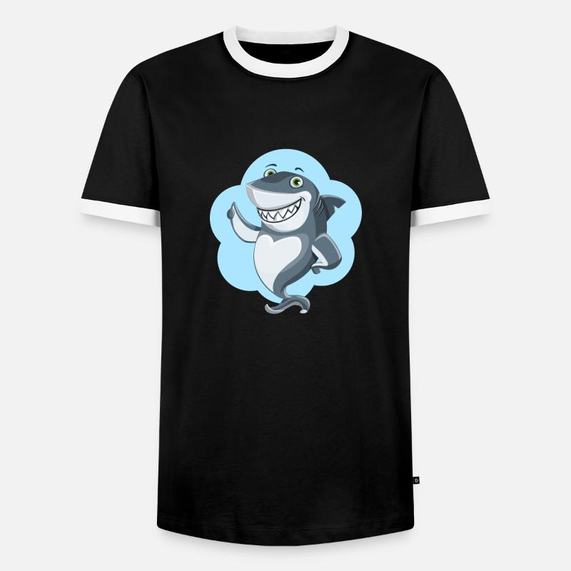 funny shark - Men's Ringer Shirt - black/white