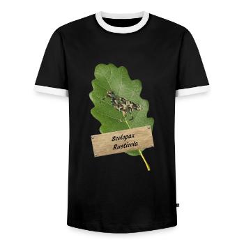 OBV - Scolopax Rusticola # 4 Camo Becasse - Männer Kontrast-T-Shirt - Schwarz/Weiß - Vorne - AI Model Female 172 light (172cm) & AI Model Male 178 light (178cm)
