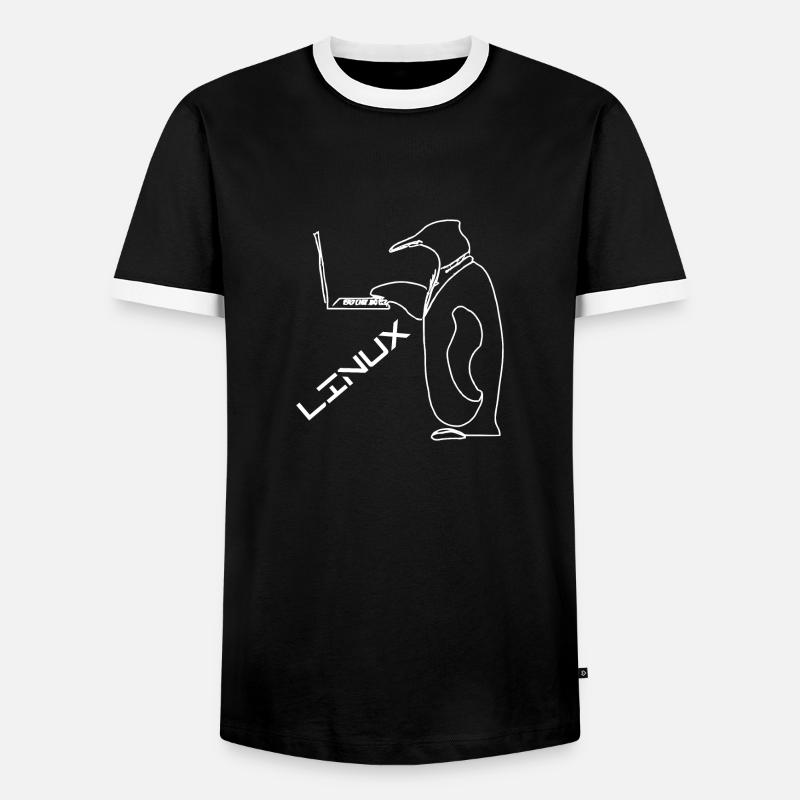 Tux Linux Penguin - Men's Ringer Shirt - black/white