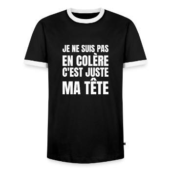 je ne suis pas en colère - T-shirt contrasté Homme - noir/blanc - Devant - AI Model Female 172 light (172cm) & AI Model Male 178 light (178cm)