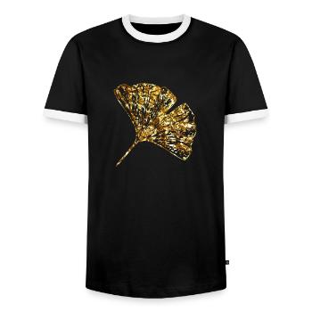 Ginkgo Biloba Blatt vergoldet Geschenk Gold Asia - Männer Kontrast-T-Shirt - Schwarz/Weiß - Vorne - AI Model Female 172 light (172cm) & AI Model Male 178 light (178cm)