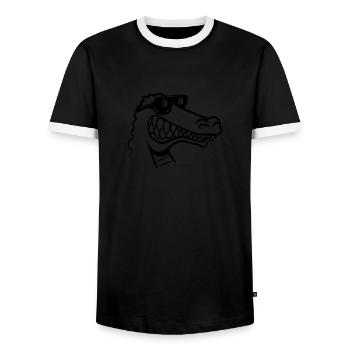 Crocodile fun funny - Men's Ringer Shirt - black/white - Front - AI Model Female 172 light (172cm) & AI Model Male 178 light (178cm)