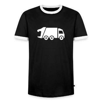 Garbage truck - Men's Ringer Shirt - black/white - Front - AI Model Female 172 light (172cm) & AI Model Male 178 light (178cm)