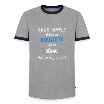 Bouliste Génial - T-shirt contrasté Homme - gris/marine  - Devant - AI Model Female 172 light (172cm) & AI Model Male 178 light (178cm)