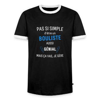 Awesome bowler - Men's Ringer Shirt - black/white - Front - AI Model Female 172 light (172cm) & AI Model Male 178 light (178cm)