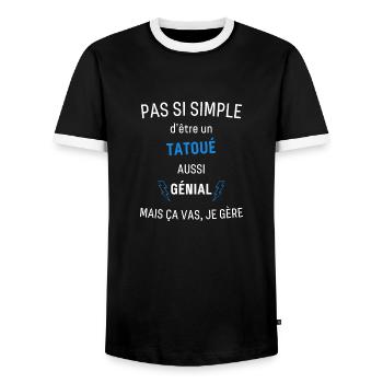 Awesome Tattooed T-Shirt - Men's Ringer Shirt - black/white - Front - AI Model Female 172 light (172cm) & AI Model Male 178 light (178cm)