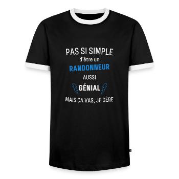 Awesome hiker - Men's Ringer Shirt - black/white - Front - AI Model Female 172 light (172cm) & AI Model Male 178 light (178cm)
