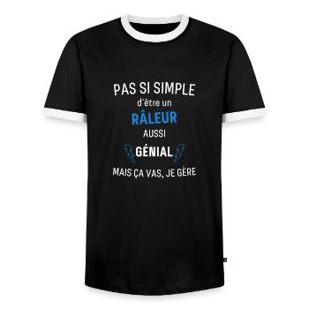 Râleur Génial - T-shirt contrasté Homme - noir/blanc - Devant - AI Model Female 172 light (172cm) & AI Model Male 178 light (178cm)