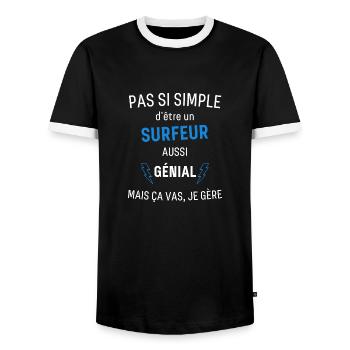 Toller Surfer - Männer Kontrast-T-Shirt - Schwarz/Weiß - Vorne - AI Model Female 172 light (172cm) & AI Model Male 178 light (178cm)