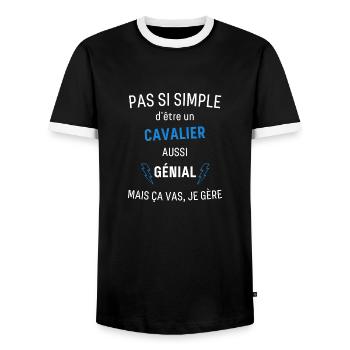 Cavalier Génial - T-shirt contrasté Homme - noir/blanc - Devant - AI Model Female 172 light (172cm) & AI Model Male 178 light (178cm)