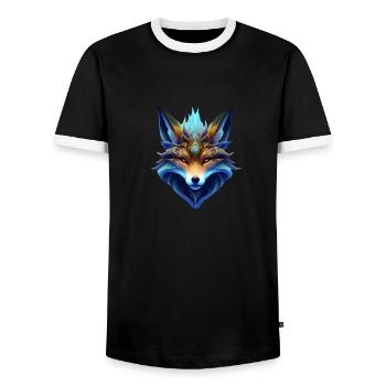 Fuchs - Männer Kontrast-T-Shirt - Schwarz/Weiß - Vorne - AI Model Female 172 light (172cm) & AI Model Male 178 light (178cm)