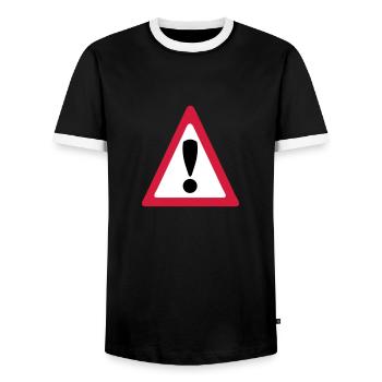 Warning Sign - Men's Ringer Shirt - black/white - Front - AI Model Female 172 light (172cm) & AI Model Male 178 light (178cm)