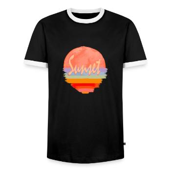 Sunset - Men's Ringer Shirt - black/white - Front - AI Model Female 172 light (172cm) & AI Model Male 178 light (178cm)