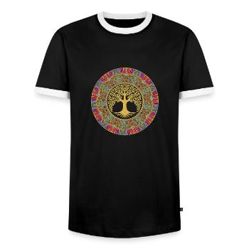 Arbre de Vie - Mandala 1 - T-shirt contrasté Homme - noir/blanc - Devant - AI Model Female 172 light (172cm) & AI Model Male 178 light (178cm)