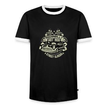 Rockabilly Hot Rod - T-shirt contrasté Homme - noir/blanc - Devant - AI Model Female 172 light (172cm) & AI Model Male 178 light (178cm)