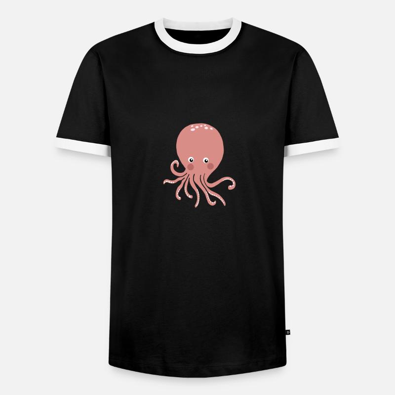 Pink Octopus - Men's Ringer Shirt - black/white