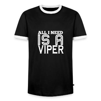 Reptilien Natter Viper Love - Männer Kontrast-T-Shirt - Schwarz/Weiß - Vorne - AI Model Female 172 light (172cm) & AI Model Male 178 light (178cm)