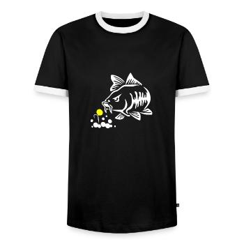 bad carp carp carpenter carp fishing Pop Up - Men's Ringer Shirt - black/white - Front - AI Model Female 172 light (172cm) & AI Model Male 178 light (178cm)