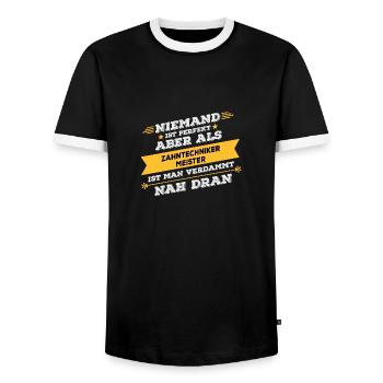 Maître Prothésiste cadeau d'occupation - T-shirt contrasté Homme - noir/blanc - Devant - AI Model Female 172 light (172cm) & AI Model Male 178 light (178cm)