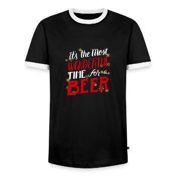 Bière Hommes Noël Bière de Noël cadeau X-Mas - T-shirt contrasté Homme - noir/blanc - Devant - AI Model Female 172 light (172cm) & AI Model Male 178 light (178cm)