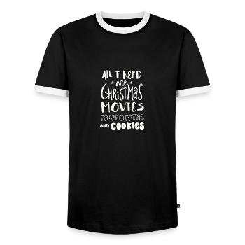 Filme Kekse Schlafanzug Weihnachten Geschenk X-MAS - Männer Kontrast-T-Shirt - Schwarz/Weiß - Vorne - AI Model Female 172 light (172cm) & AI Model Male 178 light (178cm)