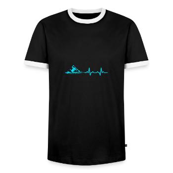 Kanu fahren Herzschlag wassersport geschenk kajak - Männer Kontrast-T-Shirt - Schwarz/Weiß - Vorne - AI Model Female 172 light (172cm) & AI Model Male 178 light (178cm)