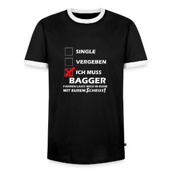 Bagger Fahren Single - Männer Kontrast-T-Shirt - Schwarz/Weiß - Vorne - AI Model Female 172 light (172cm) & AI Model Male 178 light (178cm)