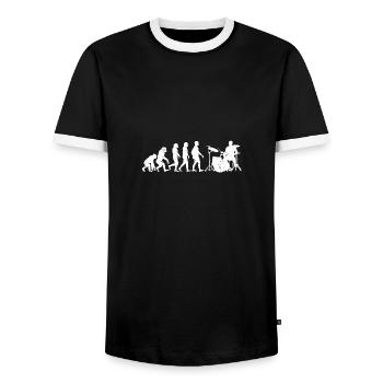 Drummer évolution cadeau batterie batteur - T-shirt contrasté Homme - noir/blanc - Devant - AI Model Female 172 light (172cm) & AI Model Male 178 light (178cm)
