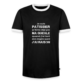 Je suis Pâtissier - T-shirt contrasté Homme - noir/blanc - Devant - AI Model Female 172 light (172cm) & AI Model Male 178 light (178cm)