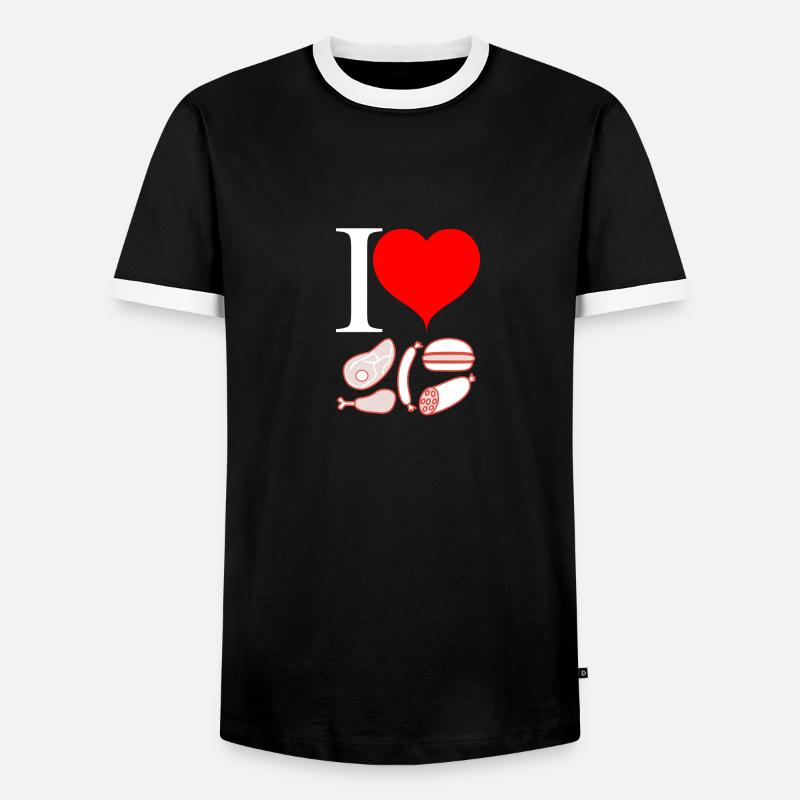 I love Fleisch - Männer Kontrast-T-Shirt - Schwarz/Weiß