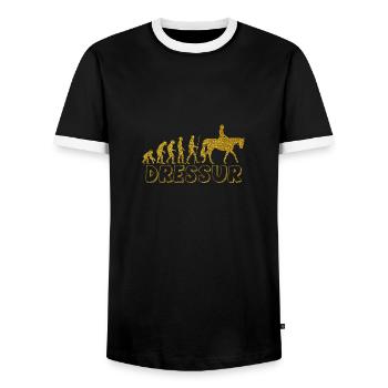Evolution Dressur Golden Glitter Effekt - Männer Kontrast-T-Shirt - Schwarz/Weiß - Vorne - AI Model Female 172 light (172cm) & AI Model Male 178 light (178cm)