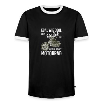 Motorrad Chopper cool Onkel Geschenkidee NEU - Männer Kontrast-T-Shirt - Schwarz/Weiß - Vorne - AI Model Female 172 light (172cm) & AI Model Male 178 light (178cm)